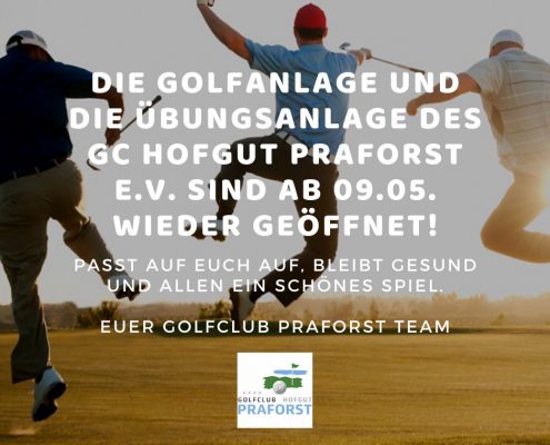 Corona Update - Golfclub Praforst wieder geöffnet ab 09. Mai