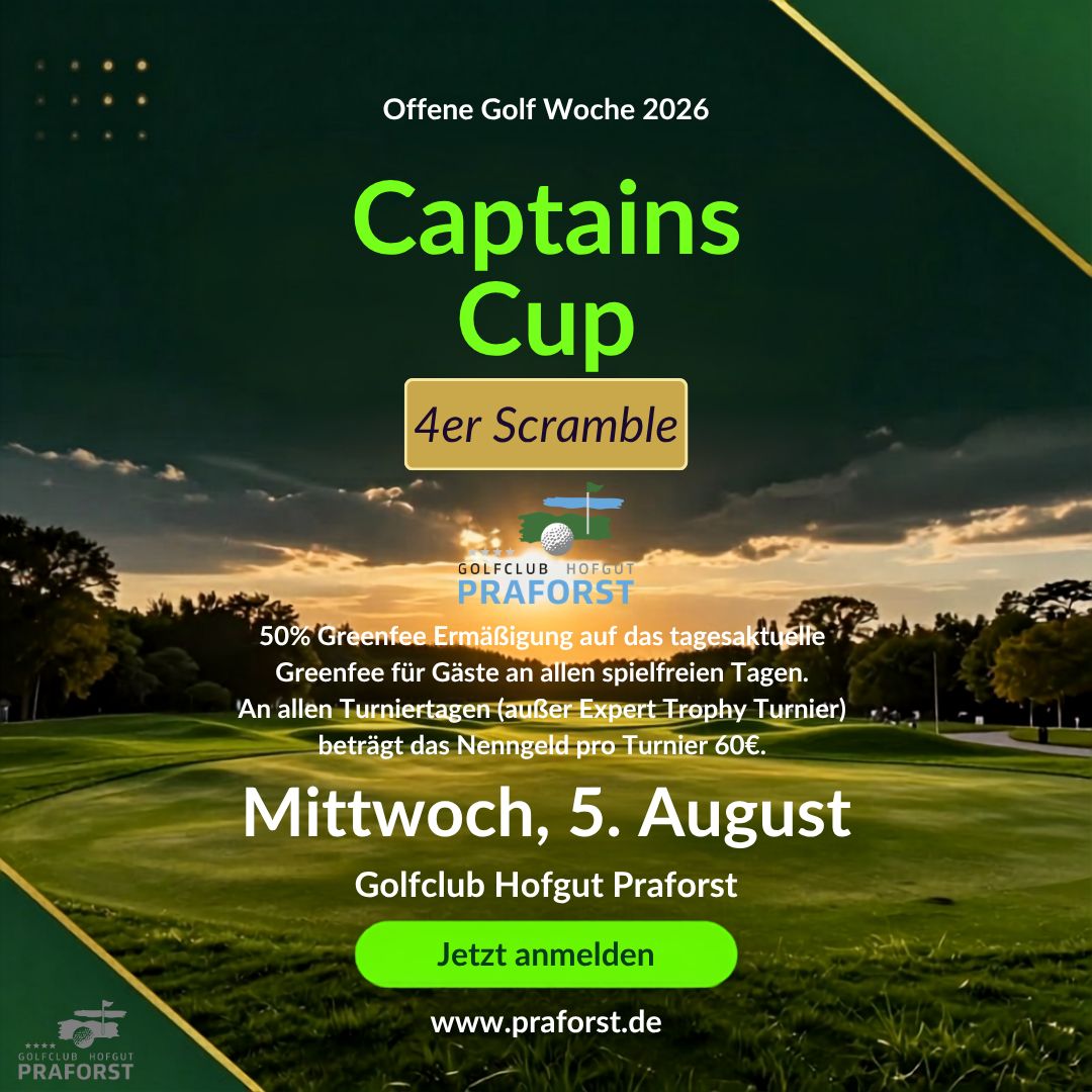 Offene Golfwoche August 2026 im Golfclub Praforst - Captains 4er Scramble Turnier