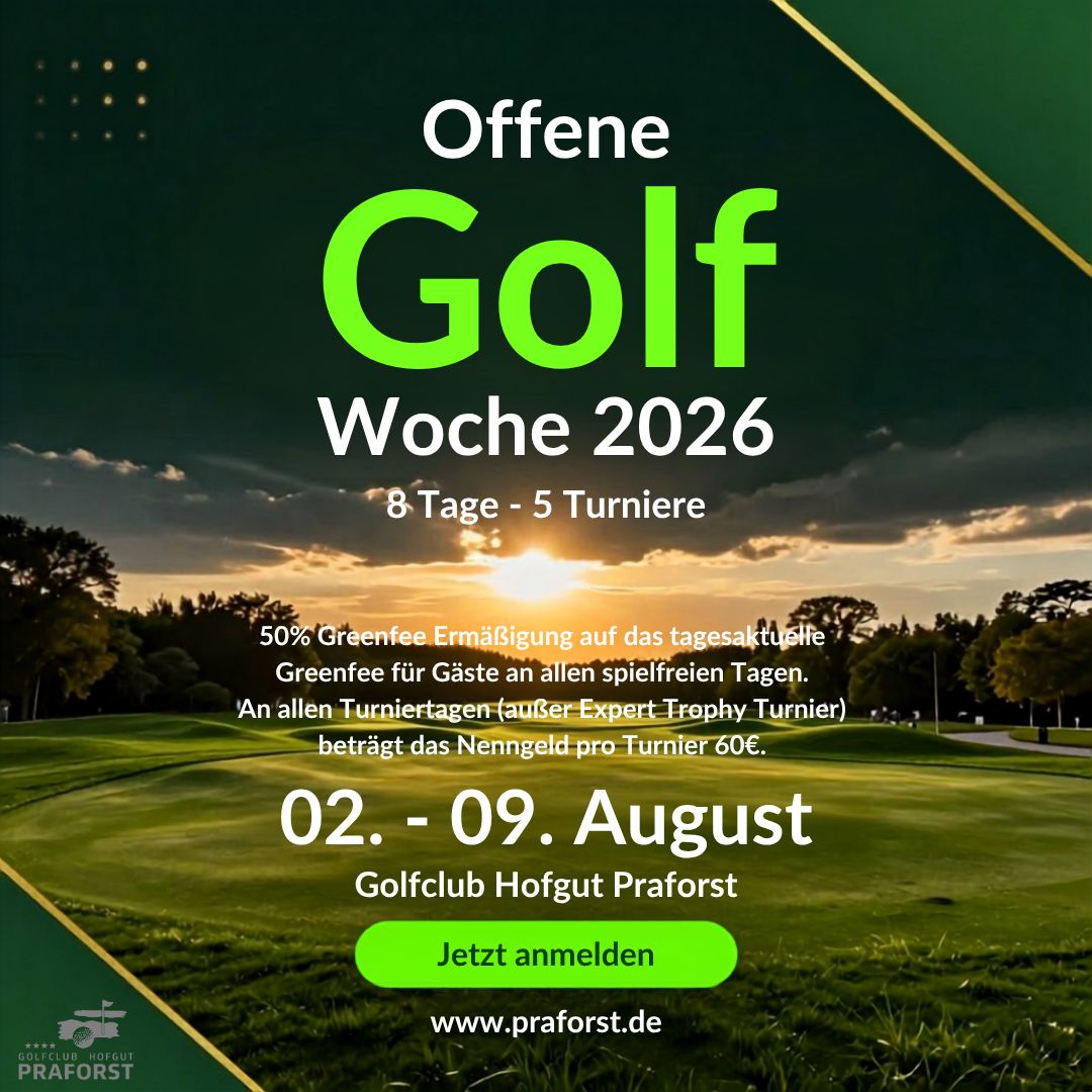 Offene Golfwoche August 2026 im Golfclub Praforst